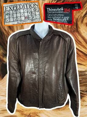 Expedition by Robert Comstock Brown Leather Jacket Size 48 26x26